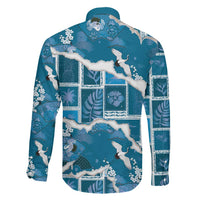Hawaii Japanese Culture Blue Family Matching Summer Maxi Dress and Hawaiian Shirt Spring Cranes Aloha Pattern