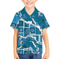 Hawaii Japanese Culture Blue Family Matching Summer Maxi Dress and Hawaiian Shirt Spring Cranes Aloha Pattern