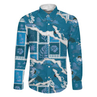 Hawaii Japanese Culture Blue Family Matching Tank Maxi Dress and Hawaiian Shirt Spring Cranes Aloha Pattern