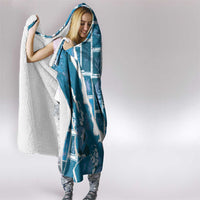 Hawaii Japanese Culture Blue Hooded Blanket Spring Cranes Aloha Pattern