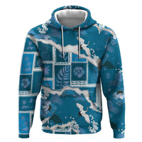 Hawaii Japanese Culture Blue Hoodie Spring Cranes Aloha Pattern