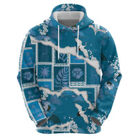 Hawaii Japanese Culture Blue Hoodie Spring Cranes Aloha Pattern