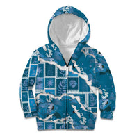 Hawaii Japanese Culture Blue Kid Hoodie Spring Cranes Aloha Pattern