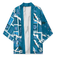 Hawaii Japanese Culture Blue Kimono Spring Cranes Aloha Pattern