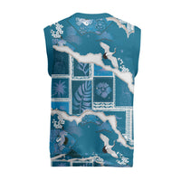 Hawaii Japanese Culture Blue Christmas Knitted V-Neck Vest Spring Cranes Aloha Pattern LT01 - Polynesian Pride