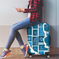 Hawaii Japanese Culture Blue Luggage Cover Spring Cranes Aloha Pattern