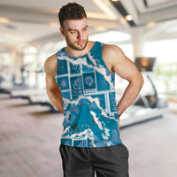 Hawaii Japanese Culture Blue Men Tank Top Spring Cranes Aloha Pattern