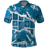 Hawaii Japanese Culture Blue Polo Shirt Spring Cranes Aloha Pattern