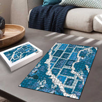 Hawaii Japanese Culture Blue Puzzle Spring Cranes Aloha Pattern