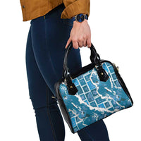 Hawaii Japanese Culture Blue Shoulder Handbag Spring Cranes Aloha Pattern