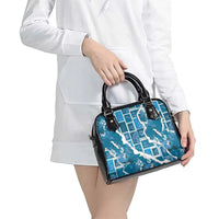 Hawaii Japanese Culture Blue Shoulder Handbag Spring Cranes Aloha Pattern