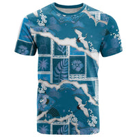 Hawaii Japanese Culture Blue T Shirt Spring Cranes Aloha Pattern