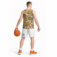 Hawaii Japanese Culture Gold Basketball Jersey Spring Cranes Aloha Pattern