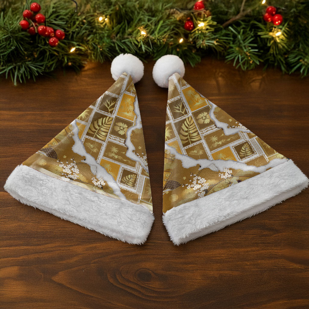 Hawaii Japanese Culture Gold Christmas Santa Hat Spring Cranes Aloha Pattern LT01 - Polynesian Pride