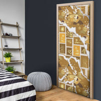 Hawaii Japanese Culture Gold Door Cover Spring Cranes Aloha Pattern