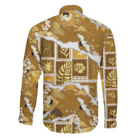 Hawaii Japanese Culture Gold Family Matching Long Sleeve Bodycon Dress and Hawaiian Shirt Spring Cranes Aloha Pattern LT01 - Polynesian Pride