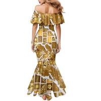 Hawaii Japanese Culture Gold Family Matching Mermaid Dress and Hawaiian Shirt Spring Cranes Aloha Pattern LT01 - Polynesian Pride