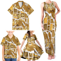 Hawaii Japanese Culture Gold Family Matching Tank Maxi Dress and Hawaiian Shirt Spring Cranes Aloha Pattern LT01 - Polynesian Pride