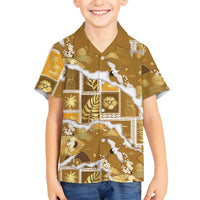 Hawaii Japanese Culture Gold Family Matching Tank Maxi Dress and Hawaiian Shirt Spring Cranes Aloha Pattern LT01 Son's Shirt Gold - Polynesian Pride