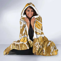 Hawaii Japanese Culture Gold Hooded Blanket Spring Cranes Aloha Pattern