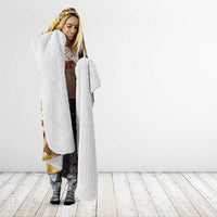 Hawaii Japanese Culture Gold Hooded Blanket Spring Cranes Aloha Pattern