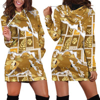 Hawaii Japanese Culture Gold Hoodie Dress Spring Cranes Aloha Pattern