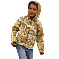 Hawaii Japanese Culture Gold Kid Hoodie Spring Cranes Aloha Pattern