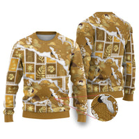 Hawaii Japanese Culture Gold Ugly Christmas Sweater Spring Cranes Aloha Pattern LT01 Gold - Polynesian Pride