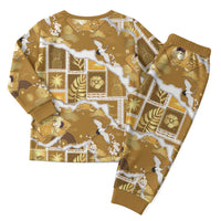 Hawaii Japanese Culture Gold Christmas Pajama Set Spring Cranes Aloha Pattern LT01 - Polynesian Pride