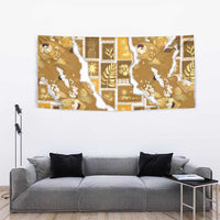 Hawaii Japanese Culture Gold Tapestry Spring Cranes Aloha Pattern