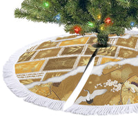 Hawaii Japanese Culture Gold Tree Skirt Spring Cranes Aloha Pattern LT01 - Polynesian Pride