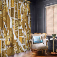 Hawaii Japanese Culture Gold Window Curtain Spring Cranes Aloha Pattern