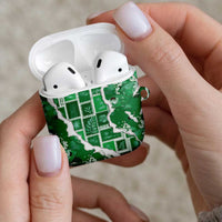 Hawaii Japanese Culture Green AirPods Case Spring Cranes Aloha Pattern