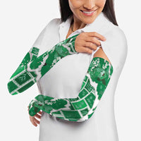 Hawaii Japanese Culture Green Arm Sleeves Spring Cranes Aloha Pattern