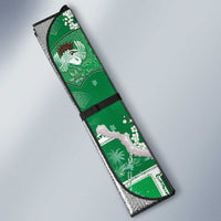 Hawaii Japanese Culture Green Auto Sun Shade Spring Cranes Aloha Pattern