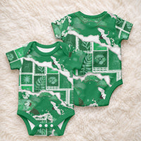 Hawaii Japanese Culture Green Baby Onesie Spring Cranes Aloha Pattern LT01 - Polynesian Pride
