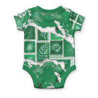 Hawaii Japanese Culture Green Baby Onesie Spring Cranes Aloha Pattern LT01 - Polynesian Pride