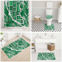 Hawaii Japanese Culture Green Bathroom Set Spring Cranes Aloha Pattern