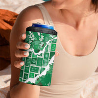 Hawaii Japanese Culture Green 4 in 1 Can Cooler Tumbler Spring Cranes Aloha Pattern