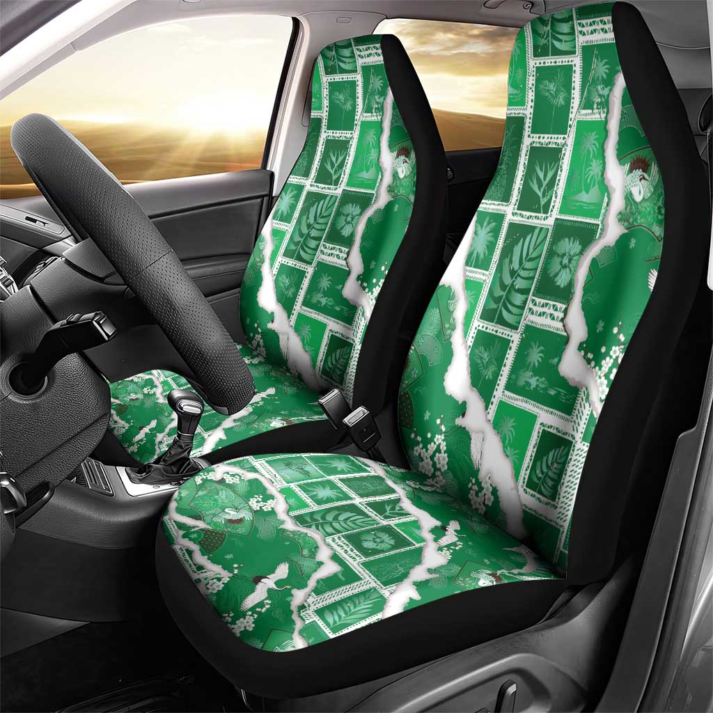 Hawaii Japanese Culture Green Car Seat Cover Spring Cranes Aloha Pattern
