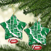 Hawaii Japanese Culture Green Ceramic Ornament Spring Cranes Aloha Pattern LT01 Star Green - Polynesian Pride