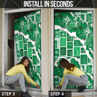 Hawaii Japanese Culture Green Door Cover Spring Cranes Aloha Pattern