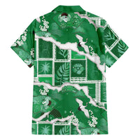 Hawaii Japanese Culture Green Family Matching Long Sleeve Bodycon Dress and Hawaiian Shirt Spring Cranes Aloha Pattern LT01 - Polynesian Pride