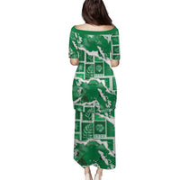 Hawaii Japanese Culture Green Family Matching Puletasi and Hawaiian Shirt Spring Cranes Aloha Pattern