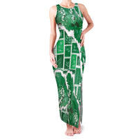 Hawaii Japanese Culture Green Family Matching Tank Maxi Dress and Hawaiian Shirt Spring Cranes Aloha Pattern LT01 Mom's Dress Green - Polynesian Pride