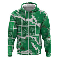 Hawaii Japanese Culture Green Hoodie Spring Cranes Aloha Pattern