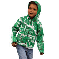 Hawaii Japanese Culture Green Kid Hoodie Spring Cranes Aloha Pattern
