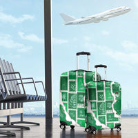 Hawaii Japanese Culture Green Luggage Cover Spring Cranes Aloha Pattern