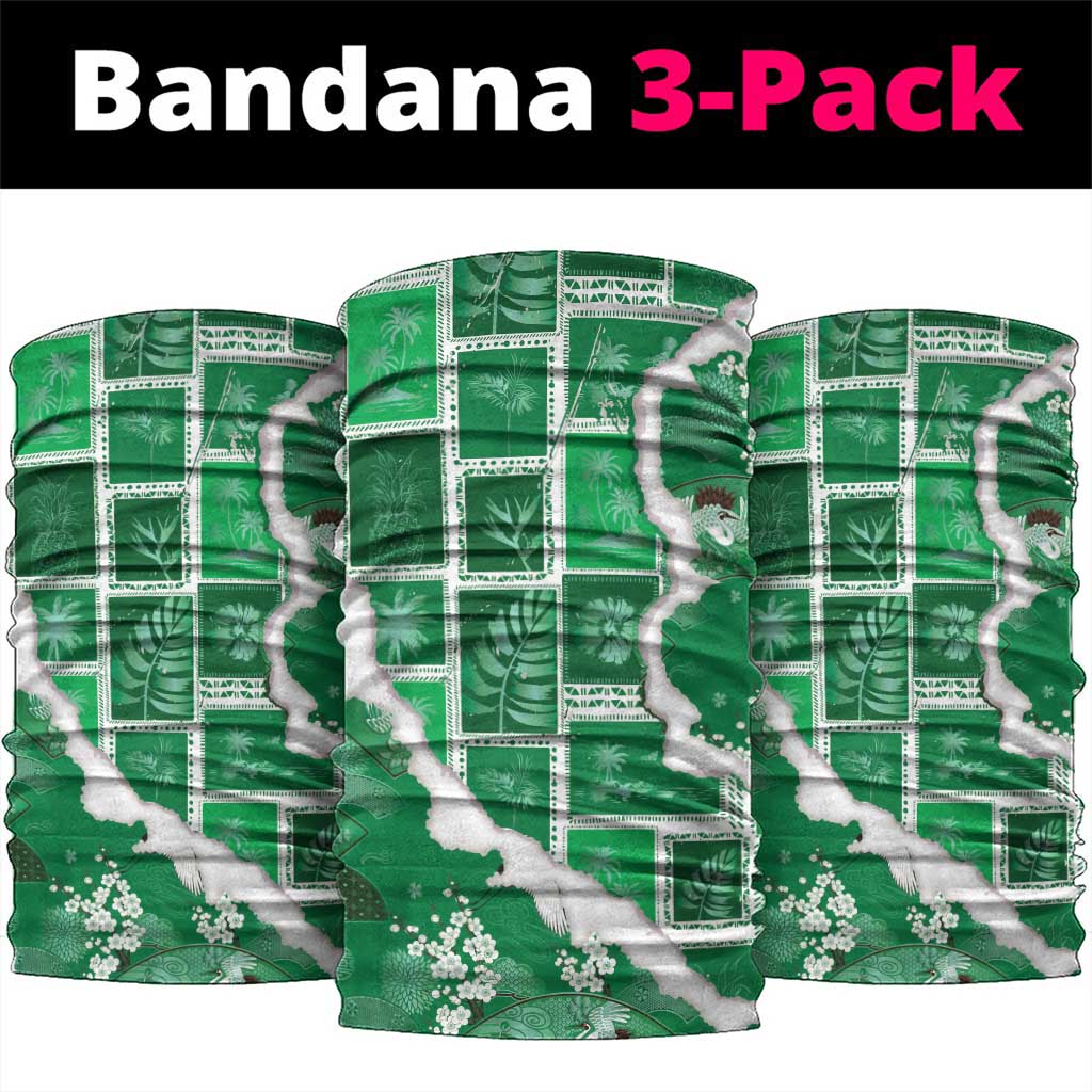 Hawaii Japanese Culture Green Neck Gaiter Spring Cranes Aloha Pattern