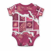 Hawaii Japanese Culture Pink Baby Onesie Spring Cranes Aloha Pattern LT01 - Polynesian Pride